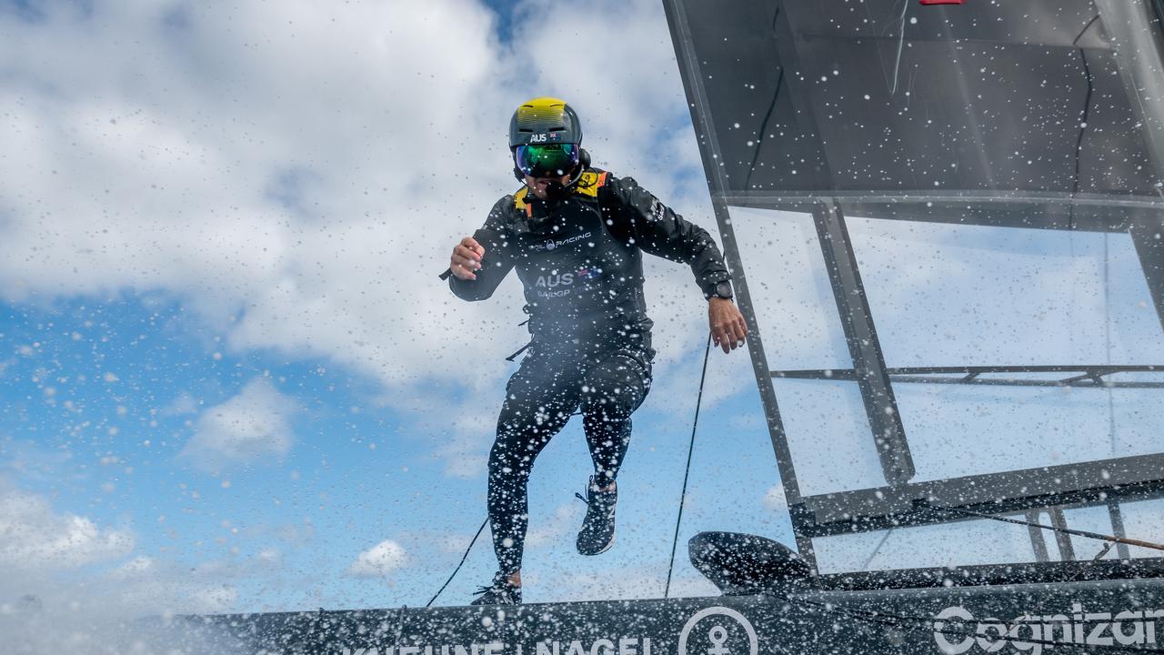 Tom Slingsby in action during SailGP. Photo: Ricardo Pinto for SailGP.