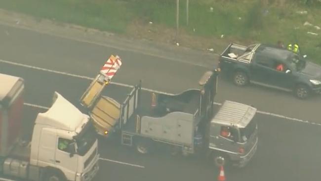 Traffic was banked up on the Hume Highway. Picture: 9 NEWS