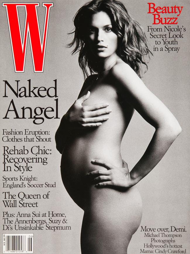 A pregnant Cindy Crawford on the cover of W magazine, June 1999. Picture: W
