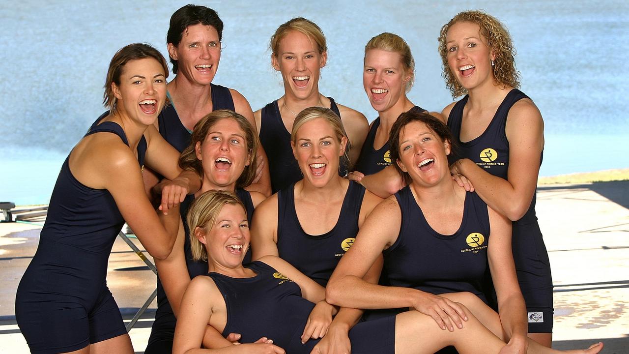 Kyeema Doyle, Katie Foulkes (cox), Monique Heinke, Catriona Oliver, Sarah Outhwaite, Sally Robbins, Victoria Roberts (far left), Julia Wilson, Jodi Winter.