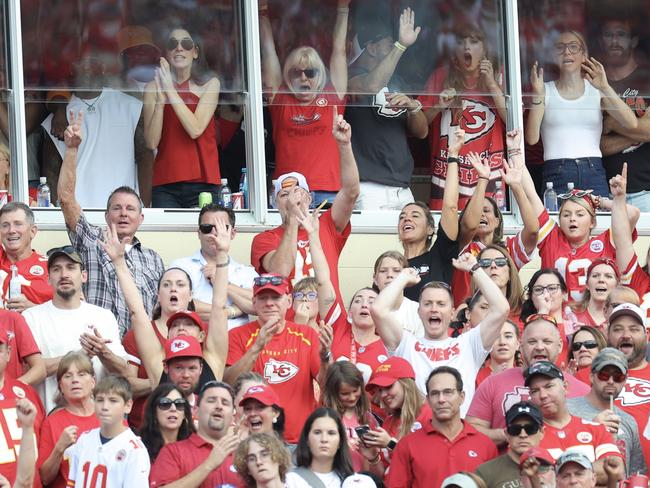 Taylor Swift cheers as the Cincinnati Bengals take on the Kansas City Chiefs at GEHA Field at Arrowhead Stadium in Kansas City, Missouri. Picture: Getty Images