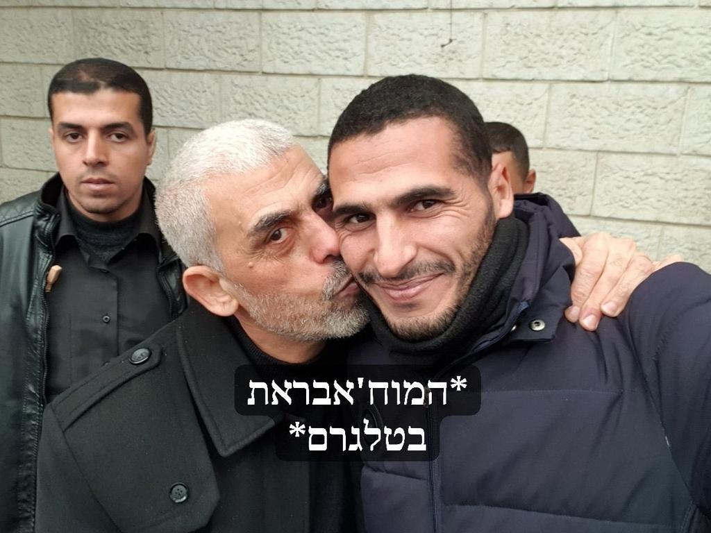 AP freelancer Hassan Eslaiah with Hamas leader Yahya Sinwar. Picture: X