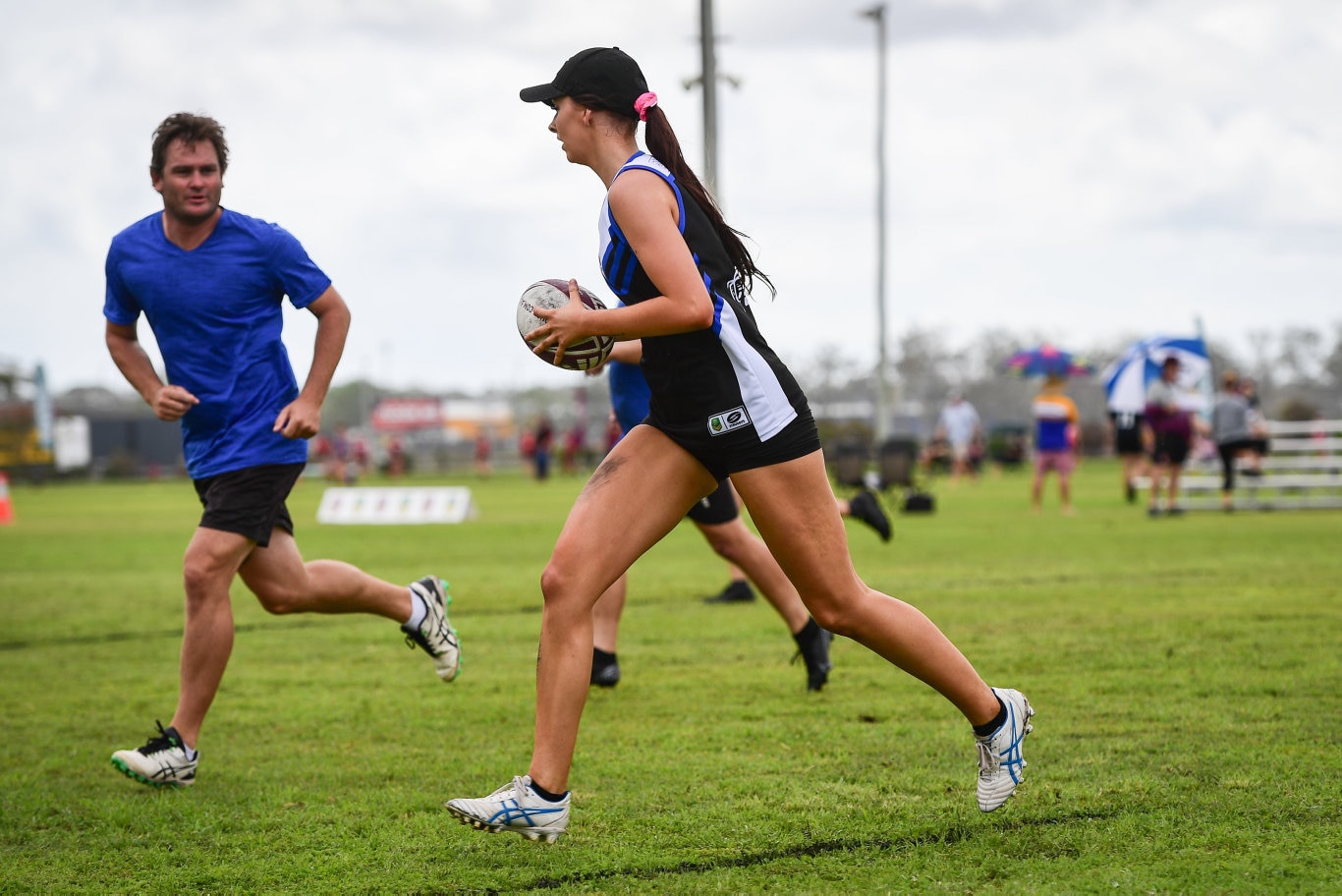 Haylee Crotty runs towards the line for the Ball Hogs.