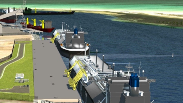 An artist's impression of Venice Energy’s proposed liquefied natural gas import terminal to be built at Adelaide’s Outer Harbor.