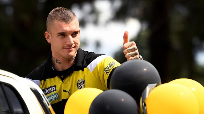 Richmond star Dustin Martin is seen at the AFL Grand Final parade in Melbourne. Picture: AAP