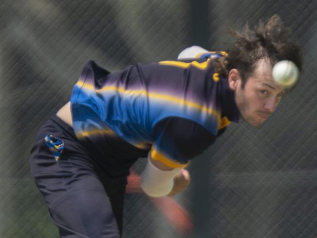 Premier Cricket: Dandenong v Ringwood. Zak Evans bowling for Ringwood. Picture: Valeriu Campan