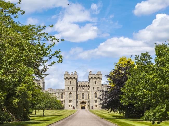 View of the entrance to Windsor Castle in Berkshire, England.