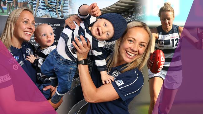 Parker Garing was just two weeks old when his mum returned to footy training. And he’s been there every step of the way as Cats midfielder Renee Garing eyes an AFLW return