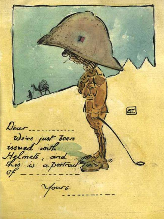 A caricature drawn by Lieutenant Eltham and used as a postcard.