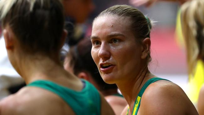 Courtney Bruce of Australia during the 2022 Netball Quad Series (Photo by Chloe Knott/Getty Images for England Netball)