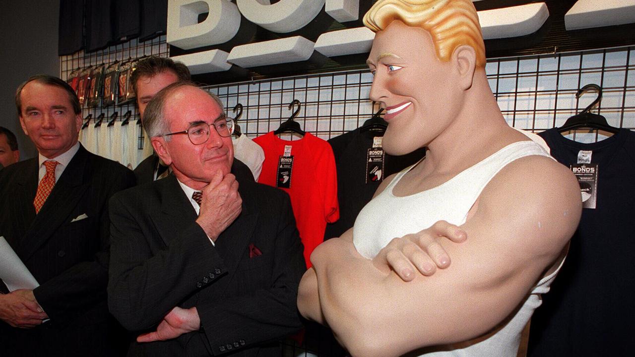 Former Prime Minister John Howard during a visit to the Bonds textile factory in September 2007. Picture: Brendan Esposito