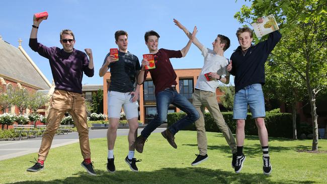 Students celebrated after the release of last year’s results. Picture: Peter Ristevski