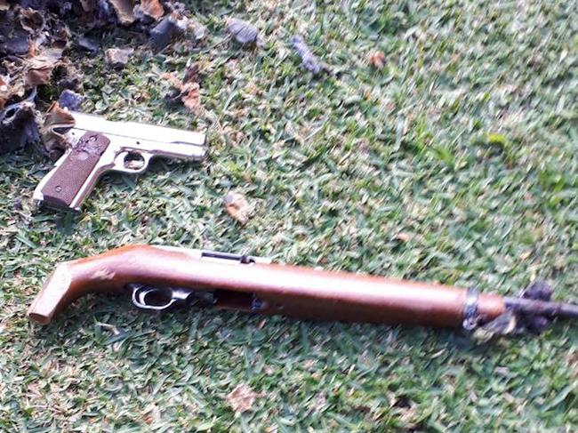 Police seized three guns from two homes linked to the robberies. Picture: NSW Police