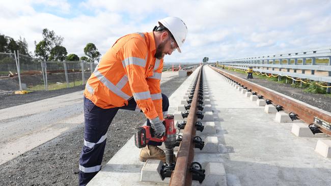 The Daily Telegraph 31.3.2025 Senior Rail Supervisor Ben Mcfadgen.  Sydney Metro - Western Sydney Airport, construction area,  Luddenham Road, Luddenham  Picture: Rohan Kelly
