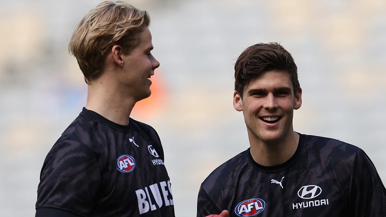 Lewis Young (R) will remain at the Blues. (Photo by Paul Kane/Getty Images)