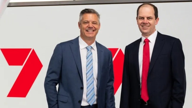 Former Seven CEO and managing director James Warburton (left) left the company last month, making way for Jeff Howard.