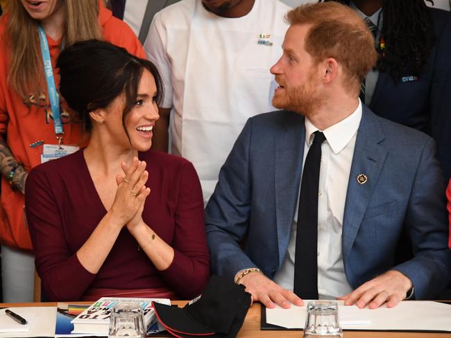 Meghan and Harry at a roundtable discussion on gender equality with The Queen’s Commonwealth Trust in 2019. Picture: Jeremy Selwyn / POOL / AFP