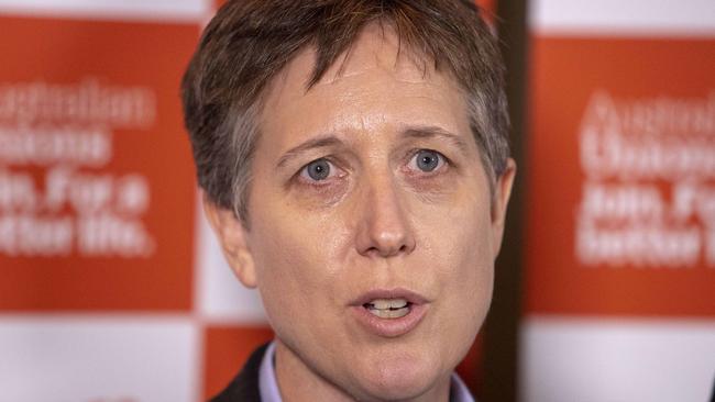 18th July 2018.Secretary of the ACTU Sally McManus speaking to media at the ACTU Congress in Brisbane.Photo: Glenn Hunt / The Australian