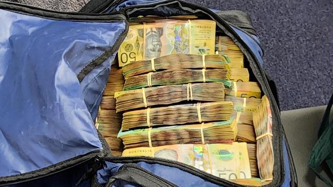 Cash siezed during the western Sydney raid on Thursday. NSW Police