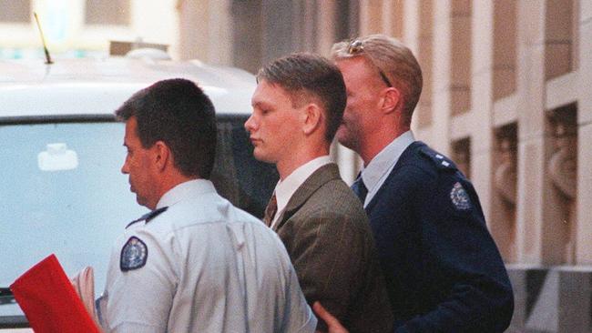 Shane Andrew Seater is led away from the Supreme Court in April 2000.