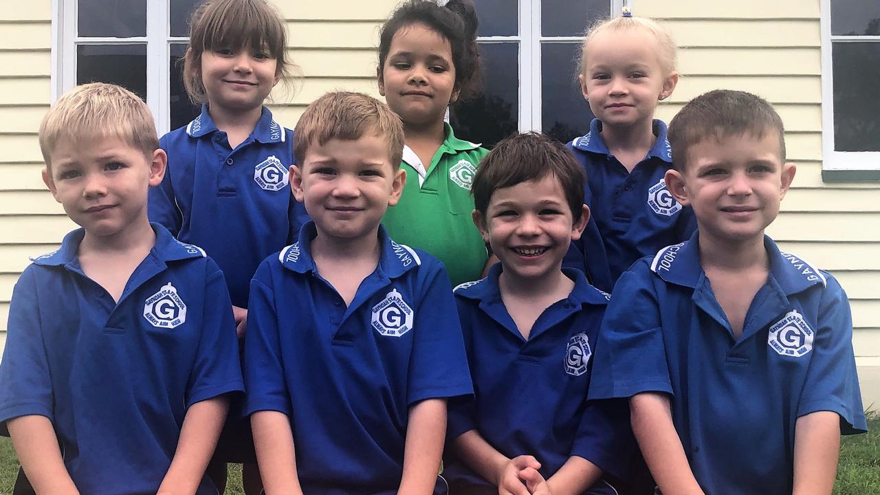 Gayndah State School prep 2022 students Emelyn Crossland, Harper Wells, Miley Sadler-Kreis, Zachary Rose, Hudson Willis, Cooper Ostwald and Brock Fischer.