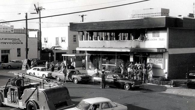 The Whiskey Au Go Go nightclub in Amelia Street, Fortitude Valley, where two large drums of super petrol were placed to set fire to the premises.