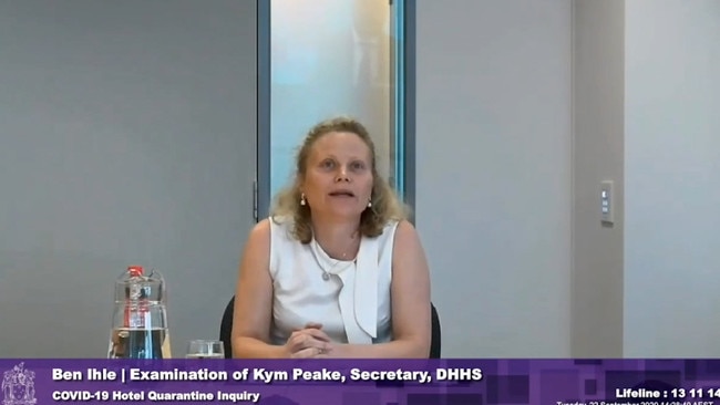 Kym Peake appearing at the Hotel Quarantine Inquiry.