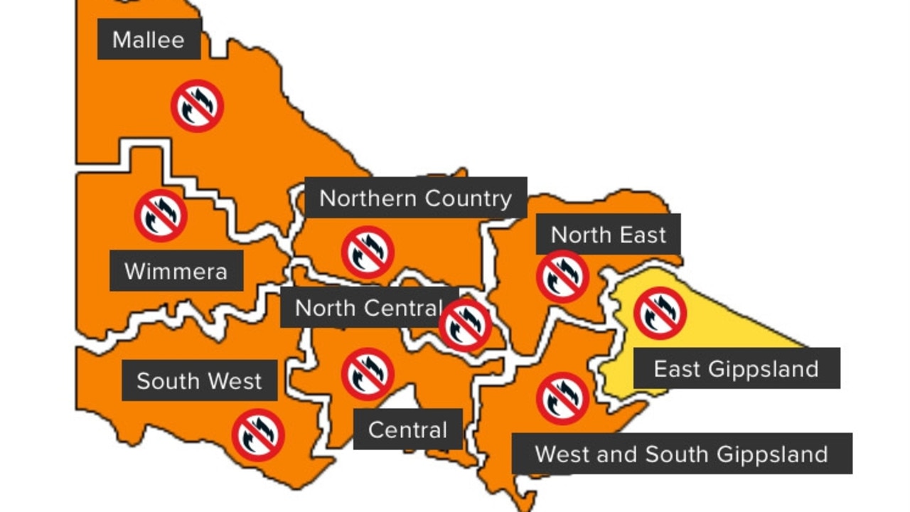 A total fire ban has been placed on the entire state of Victoria as temperatures exceed the high 30s on Boxing Day. Picture: CFA