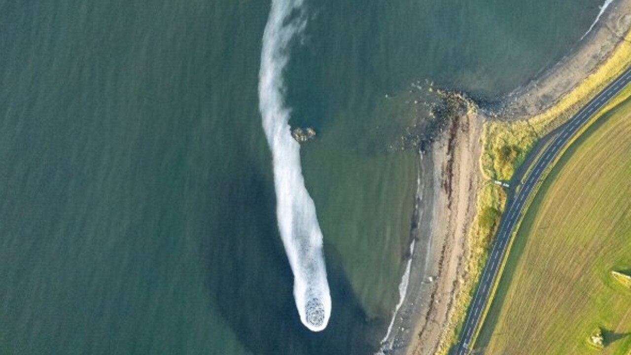 The images had captured a scheduled release of treated landfill leachate. Picture: SWNS/Mega