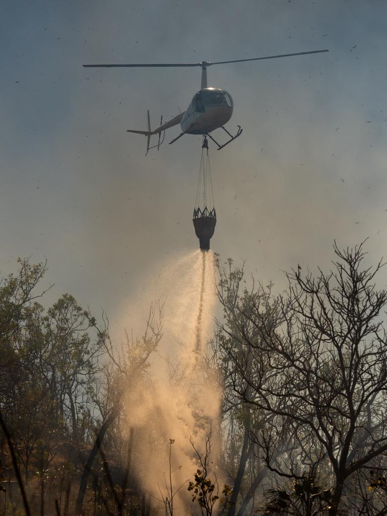 A bushfire threatens homes and properties in the idyllic Lake Bennett region in late August. Multiple helicopters and volunteer fire fighting units battled the blaze for two days. Picture: Che Chorley