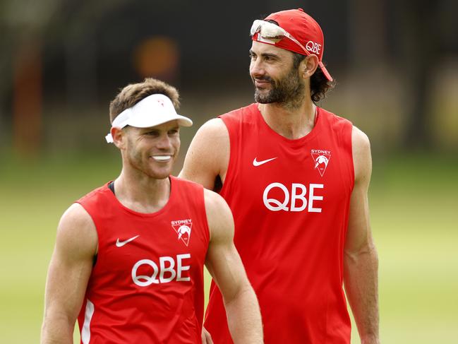 Taylor Adams and Brodie Grundy have provided an immediate boost in experience to Longmire’s side. Picture: Phil Hillyard