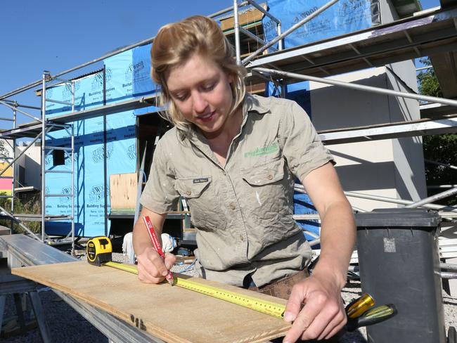 Tricks of the trade ... Lara Nobel says girls should not be intimidated about being in the construction industry. Picture: Annette Dew