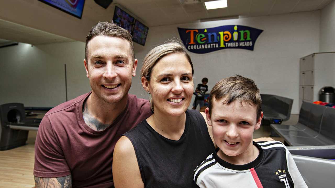 Socials - Ten Pin Coolangatta - Josh, Meg and London McPaul. Picture: Melissa Belanic