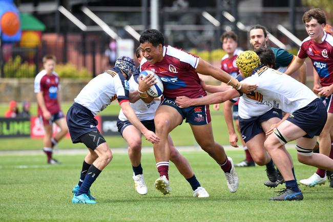 Agapetos Lote-Felo. Action from the Under-16s clash between the ACT Brumbies and Queensland Reds. Picture courtesy of @jayziephotography