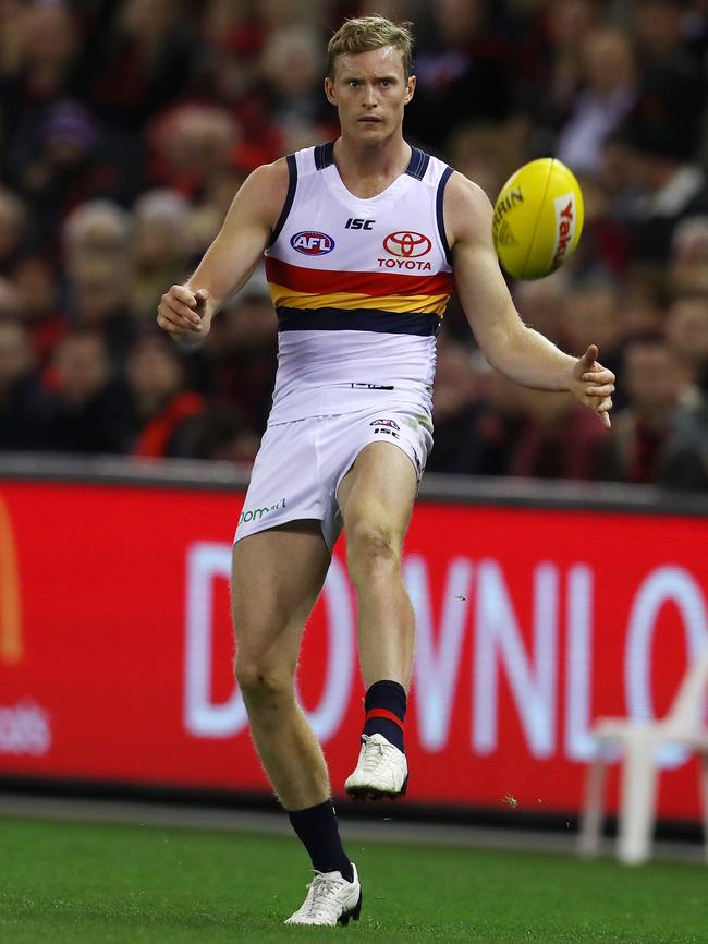 Alex Keath in action against Essendon in Round 21 last year. Picture: Michael Klein