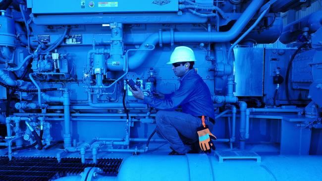 An engineer at a gas plant Dalby, Queensland. Picture: Eric Taylor