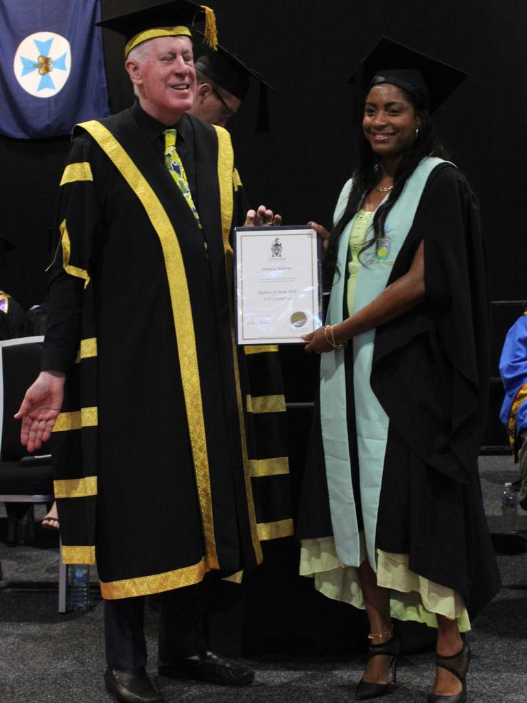 Vernessa Williams graduated with a Bachelor of Social Work with Distinction at the CQUniversity graduation ceremony in Bundaberg on December 14, 2023.