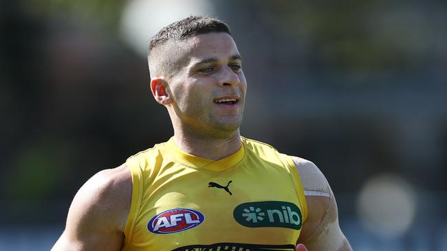 MELBOURNE . 14/03/2023.  AFL.  Richmond training at Punt Road Oval .  Richmonds Dion Prestia     during todays session  . Pic: Michael Klein