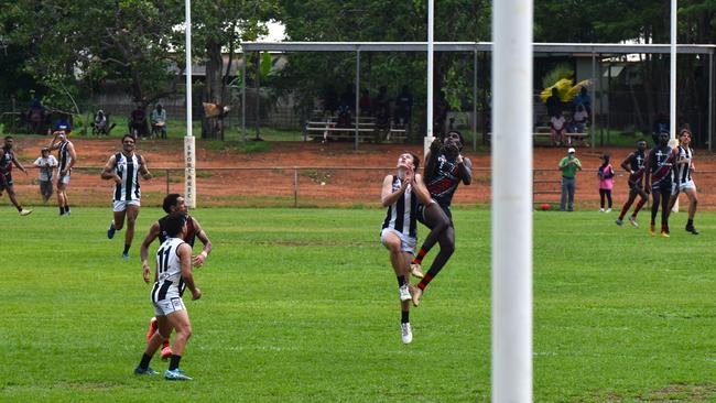 Images from the Round 9 NTFL MPL/WPL clash between the Tiwi Bombers and Palmerston Magpies at Bathurst Island, 30 November 2024. Picture: Darcy Jennings