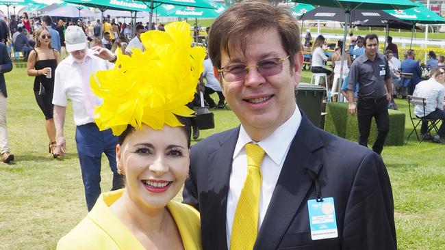 Glamorous Gold Coast couple Effie and Andrew Cliff from Paradise Waters at the Gold Coast Turf Club.