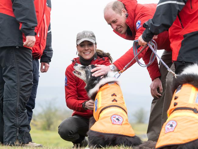 Catherine and William got up close to search dogs. Picture: WireImage