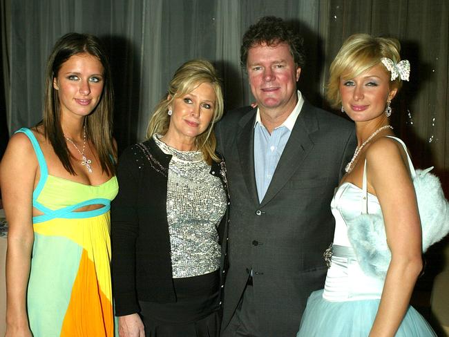 The Hiltons: Nicky, Kathy, Rick and Paris, pictured in 2004. Picture: Kevin Winter/Getty Images