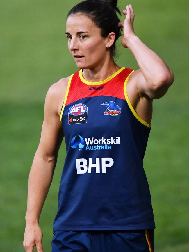 Angela Foley will lead the Crows into battle in the Grand Final.