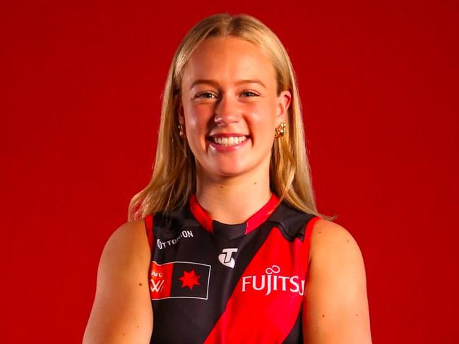 Tasmania's AFLW draftee Sophie Strong in Essendon colours. Picture: Essendon FC