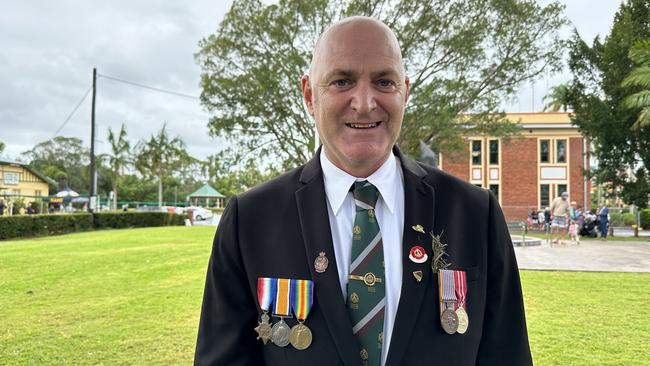 Mark Jacobson, who marked Anzac Day at Lismore, wants to see better support for ex-servicemen and women.