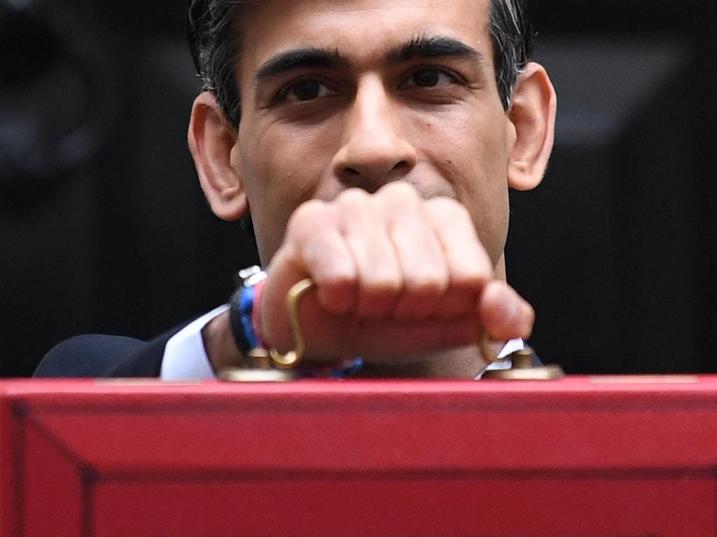 Former Chancellor of the Exchequer Rishi Sunak poses with the Budget Box. He was instrumental in Johnson’s downfall. Picture: AFP.