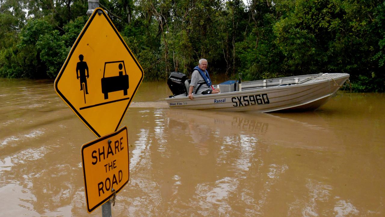 Tuesday February 12.. Heavy rain causes flooding in North Queensland. Groper Creek, near Home Hill cut off by flooding. Long term resident Roger Wilkie. Picture: Evan Morgan