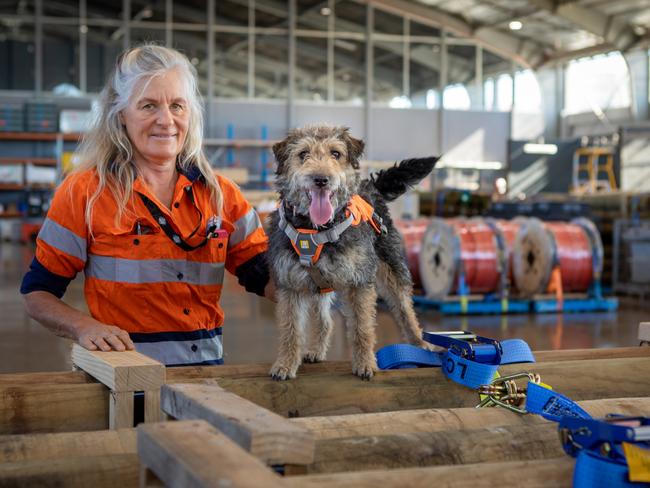 Cargo Biosecurity dog (Curl) and handler Sue at CBC. Picture: Pete Harmsen