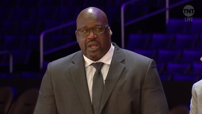 Shaquille O'Neal couldn't hold back the tears as he talked about Kobe Bryant (TNT)