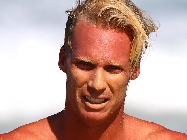 Gold Coast City Lifeguard Nick Malcolm pictured on duty at Mermaid Beach where last week he came to the aid of Prince Christian of Denmark who needed assistance Pic by David Clark